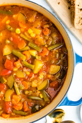 Tasty vegetarian stew over pasta