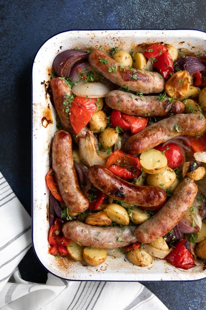 Pork sausage with potato wedges